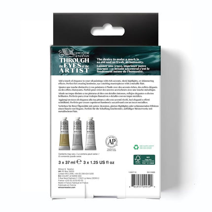 Winsor & Newton Winton Oil Color Paint Set, Metallics, 3 x 37ml Tubes