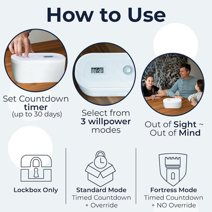 Mindsight Timed Lock Box | Unplug from Phones, Video Games, Social Media, Snacks & Cravings | 3 Modes based on Willpower | Easy to Use | Out of Sight ~ Out of Mind | Boost Your Mental Wellness