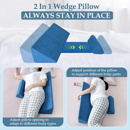 NEPPT Wedge Pillow Body Position Wedges Back Positioning Elevation Pillow Case Pregnancy Bedroom Eevated Body Alignment Ankle Support Pillow Leg Bolster (2-in-1)