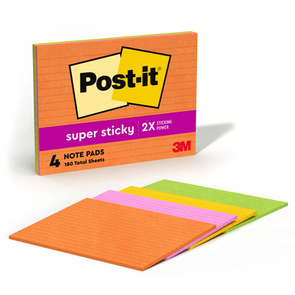 Post-it Super Sticky Notes, 8 in x 6 in, 4 Pads, 2
