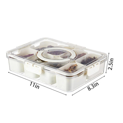 MineSign Divided Snackle Box with Handle Food Serving Tray Charcuterie Board with Lid Stackable Fruit&Veggie Container with 8 Small with Removable Boxes for Travel Snack Candy Nuts Spice