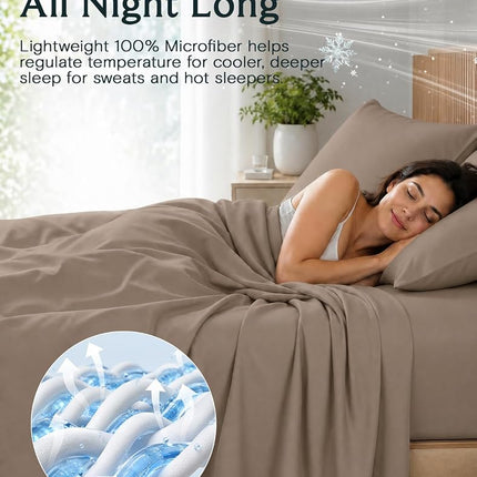 King Size Sheets Set, Cooling & Soft Deep Pocket Bed Sheets, 4PC