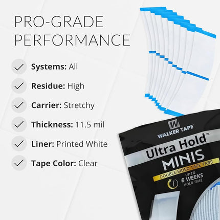 Ultra Hold Mini Tabs - Durable Double Sided Hair Wig Tape - Long Lasting Water & Heat Resistant - 72 Tabs per Pack