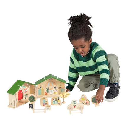 Manhattan Toy Farmer s Market Day 12-Piece Portable Wooden Toy Figure Pretend Shopping Playset