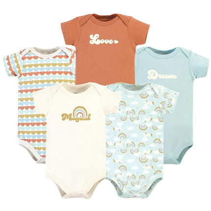 Lot de 5 bodys en coton unisexe Hudson Baby, Magical Rainbow, 6-9 mois