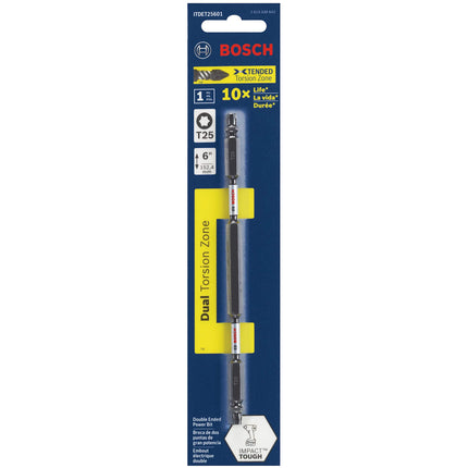 BOSCH ITDET25601 Punta para atornillar de doble extremo Torx #25 de 6 pulgadas de impacto resistente de 1 pieza