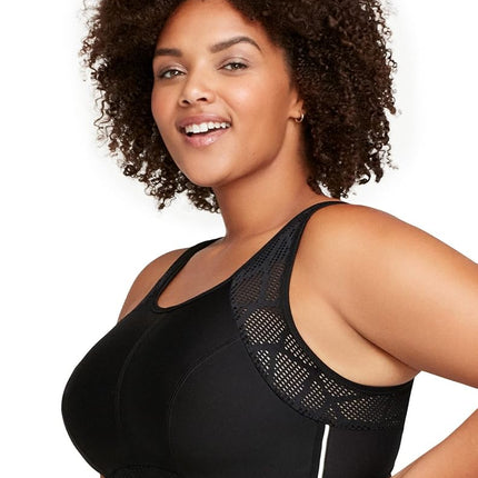 Glamorise No-Sweat Mesh Sports Wirefree Bra 1068 (Women's & Women's Plus) Black