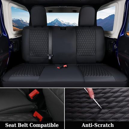 Fundas de asiento Coverado, juego completo para Jeep Wrangler, fundas de asiento de coche impermeables para camión, fundas de asiento automotrices a medida para Jeep Wrangler JK 4 puertas 2008-2012, fundas de asiento Wrangler de cobertura completa (Negro)