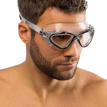 Cressi Planet Goggles Clear/Frame Blue White - Premium Anti Fog Adult Swim Goggles Mask 100% Anti UV Clear/Frame Blue White, One Size