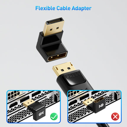 Adaptador DisplayPort 1.4 de ángulo recto 4K@240Hz Cable Matters, adaptador DisplayPort de 90 grados 8K, negro
