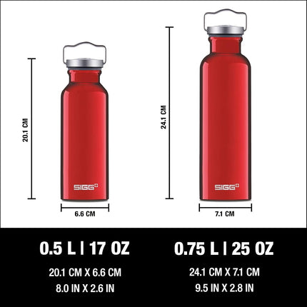 Sigg - Aluminium Water Bottle - Original Red - Climate Neutral Certified - Suitable For Carbonated Beverages - Leakproof - Lightweight - BPA Free - 0.5 L