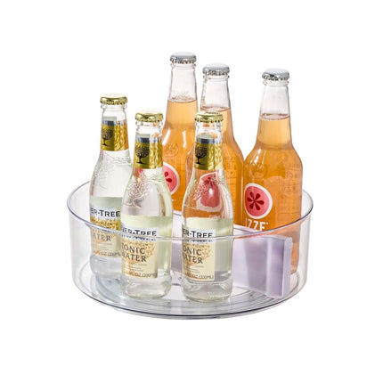 iDesign Lazy Susan, Rotatable Kitchen Organiser with Removable Divider, Storage Kitchen Accessories, Made of Recycled Plastic, Transparent and Purple