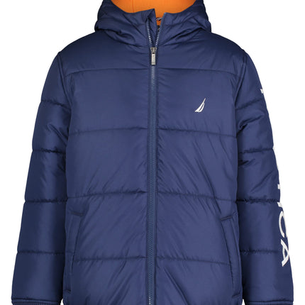 Nautica Boys' Heavy Weight Hooded Bubble Jacket wi