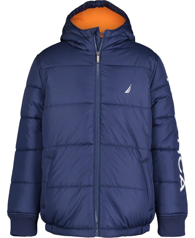Nautica Boys' Heavy Weight Hooded Bubble Jacket wi