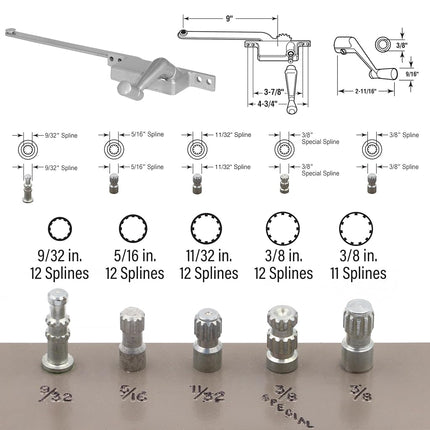 Prime-Line Products H 3520 Prime Line Right Handed Square Style Casement Operator 9 in L, Aluminum, 9"