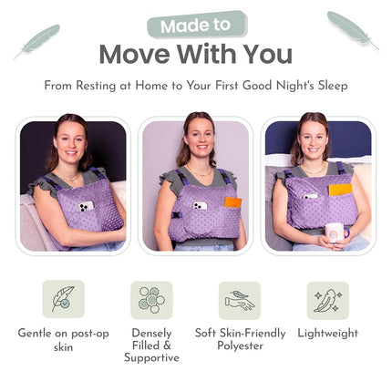 MOYOAMA Post Mastectomy Pillow with Cold Packs - Recovery After Breast Cancer Surgery, Breast Augmentation - Lightweight Post Surgery Pillow with 4 Built-in Pockets to Support Healing