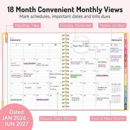 Jul 2026 - Dec 2027 Planner, Forvencer 18 Month Planner 2026-2027, 8.5"x11"
