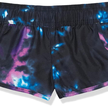 Kanu Surf Girls' Standard Isabel UPF 50+ Pantalón Corto de Playa de Secado Rápido con Cintura Elástica, Negro Huracán/Rosa, 6