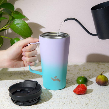 Konokyo Insulated Tumbler with Handle and Straw, 18 OZ Travel Coffee Mug Stainless Steel Cup Metal Water Bottle,Oasis