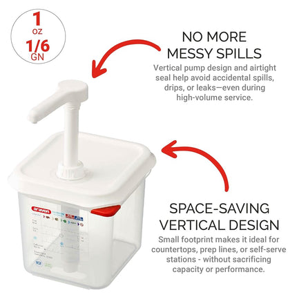 Araven GN 1/6 Transparent Sauce Dispenser, 2.6 Litre