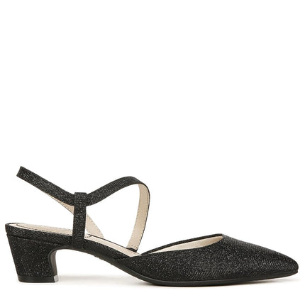 LifeStride Women's, Minimalist Pump, Black Sparkle, 8.5