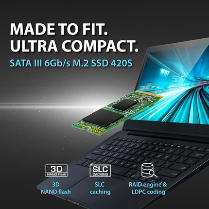 Transcend MTS420S 120GB M.2 2242 SATA III 6Gb/s SSD, Read/Write up to 500/350 mb/s with 3D NAND Flash TS120GMTS420S