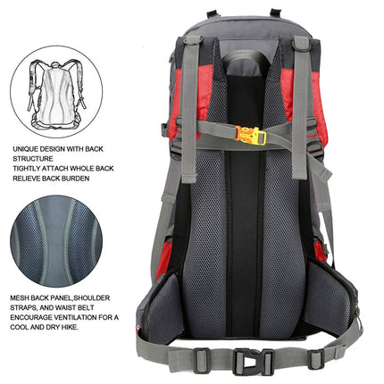 Bseash 60L Waterproof Hiking Camping Backpack with Rain Cover, Lightweight Outdoor Sport Travel Daypack Rucksack for Climbing Skiing