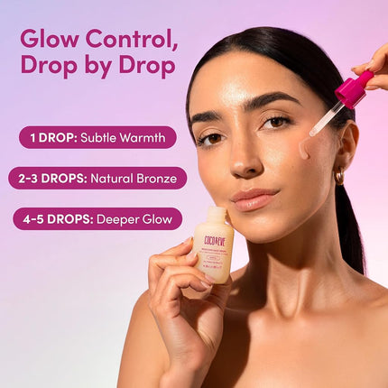 Coco & Eve Sunny Honey Bronzing Face Drops (Dark) - Natural, Hydrating Hyaluronic Acid | Indoor Sunless Moisturizing Facial Self Tanner (30ml)