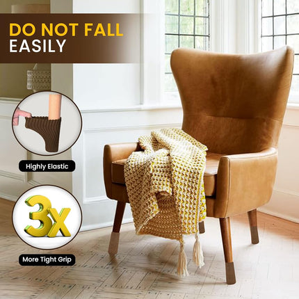 Chair Leg Socks 16/24/32 Pcs Brown Furniture Leg Covers Floor Protectors
