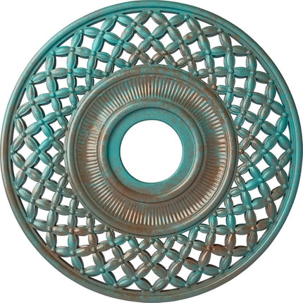 Ekena Millwork CM22RBCGS Robin Ceiling Medallion, Hand-Painted Copper Green Patina, 22 1/4" OD x 4 3/4" ID x 1 1/4" P (Fits Canopies up to 6 1/4")
