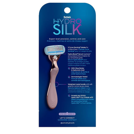 Schick Hydro Silk Rose Gold Metal Razor for Women | Womens Razors, 5-Blade Razors for Women, Includes 1 Womens Razor Handle & 2 Refills