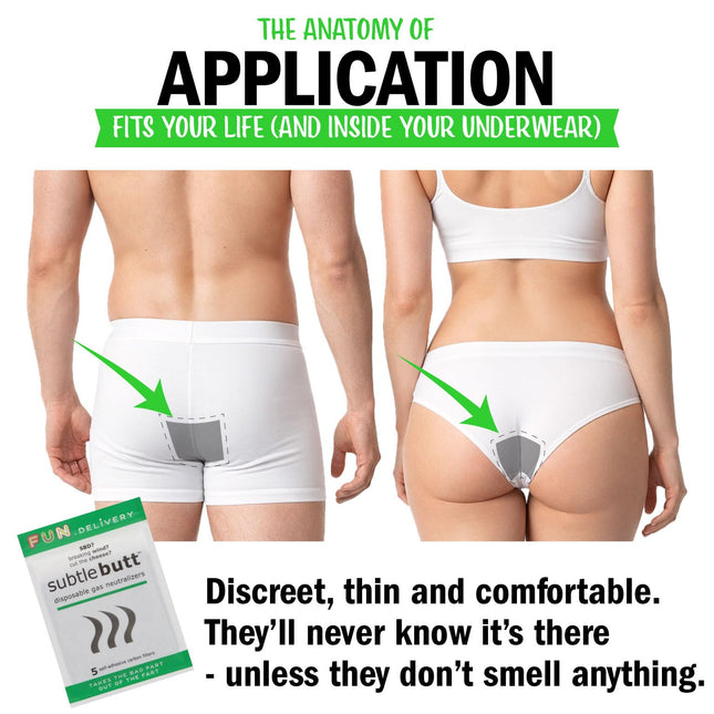 Subtle Butt: Disposable Gas Neutralizers (5 Activated Carbon Filters)