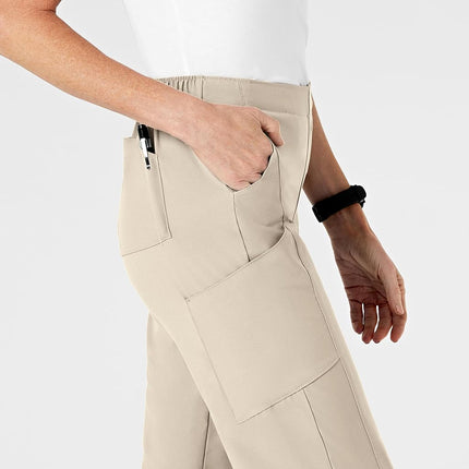 WonderWink 5155AKHAKLG W123 Women's Flat Front Double Cargo Pant, Khaki, Standard-L Size