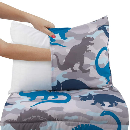 Todo para niños: Colchoneta de siesta Deluxe con pliegue fácil, diseño de dinosaurios en azul marino, gris y azul rey, azul marino, azul rey, gris, camuflaje