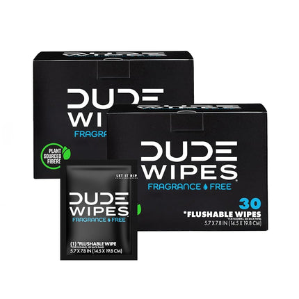 DUDE Wipes Flushable Wet Wipes (2 Packs, 30 Wipes 