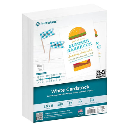 PrintWorks White Cardstock 8.5" x 11" - 67 lb/147 