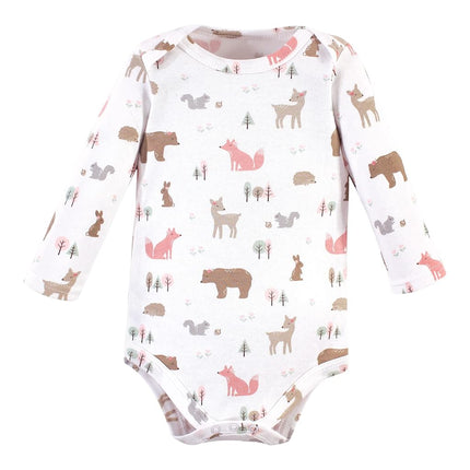 Hudson Baby Baby Girls Cotton Long-sleeve Bodysuits 3-pack, Girl Fox, 3-6 Months