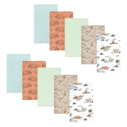 Hudson Baby Lingettes rot bébé unisexe en flanelle de coton, motif dinosaures, lot de 10, taille unique