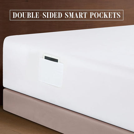Elegant Comfort Luxury 1500 Premium Hotel Quality Microfiber 4-Piece Sheet Set - Soft, All Around Elastic 18-24 Inches Deep Fitted Sheet - Extra Deep Pocket Sheets, Queen, White