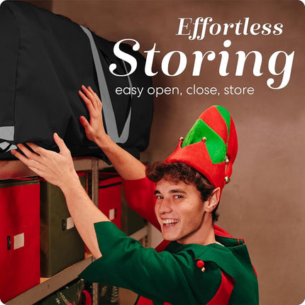 Bolsa de almacenamiento con ruedas Handy Laundry para árbol de Navidad artificial de 9 pies. Bolsa con cremallera, asas de transporte y ruedas para facilitar el transporte. Protege contra el polvo, los insectos y la humedad. (NEGRO)