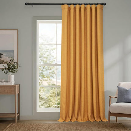 HPD Half Price Drapes Faux Darkening Curtains-84 Inches Long Extra Wide Luxury Curtains for Bedroom & Living Room (1 Panel), 100W X 84L, Dandelion Gold, Linen, 100" W x 84" L (Pack of 1)