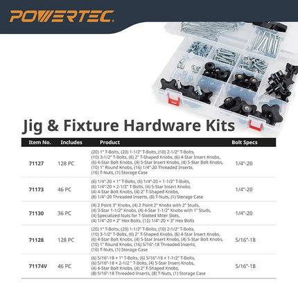 POWERTEC 71373V 48 Inch Double-Cut Profile Universal T-Track with Predrilled Mounting Holes, 4 Pack, T Track for Woodworking Jigs and Fixtures, Drill Press Table, Router Table, Workbench