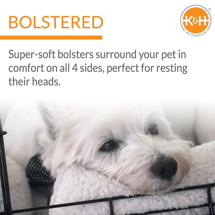 K&H Pet Products Ultra Plush Deluxe Bolster Dog Crate Pad - Plush Dog Bed & Kennel Mat, Portable, Indoor - Fleece Small