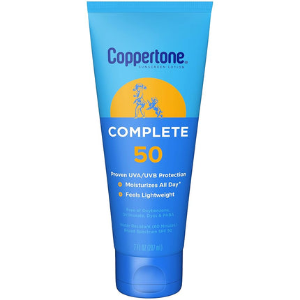 Lotion solaire Coppertone Complete FPS 50, légère, hydratante, résistante à l'eau, tube de 207 ml
