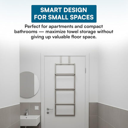 Honey-Can-Do Over-The-Door 3-Tier Towel Rack, Towel Rail, Bathroom Towel Holder, Steel, Satin Nickel, 15 lbs