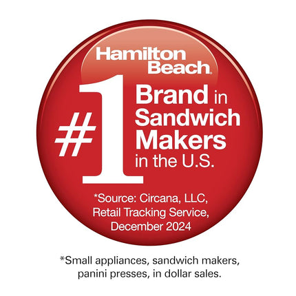 Hamilton Beach Breakfast Sandwich Maker with Egg Cooker Ring, Customize Ingredients, Perfect for English Muffins, Croissants, Mini Waffles, Perfect White Elephant Gifts, Coral (25483)