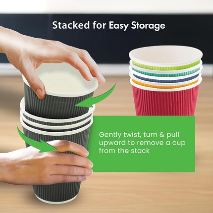 Restaurantware Ripple Wall Coffee Cups 500 Count 4 Ounce Insulated Light Green Paper Cups, Rolled Rim Spill-Resistant Disposable Paper Non-Slip for Coffee, Beverages