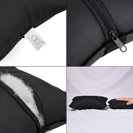 DS. DISTINCTIVE STYLE Car Neck Pillow 2 Pieces PU Leather Travel Pillow for Head Rest Neck Support for Car Seat - Black (Black)