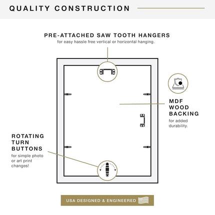 MCS Studio Gallery 11x14 Picture Frame Black Woodgrain Shatter Resistant Glass, Rectangle Photo Frame for Photos, Posters & Art Prints (1-Pack)
