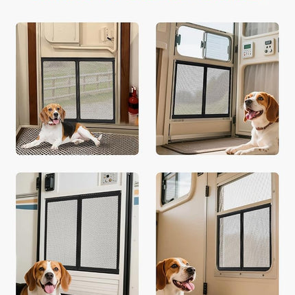 VEVOR RV Screen Door Protector, 22.5 x 20 inch Door Grille, Easy to Install and Disassemble, Reinforced Breathable Protective Mesh, Aluminum Alloy Camper RV Entry Protector for Pet Protection, Black